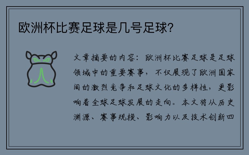 欧洲杯比赛足球是几号足球？